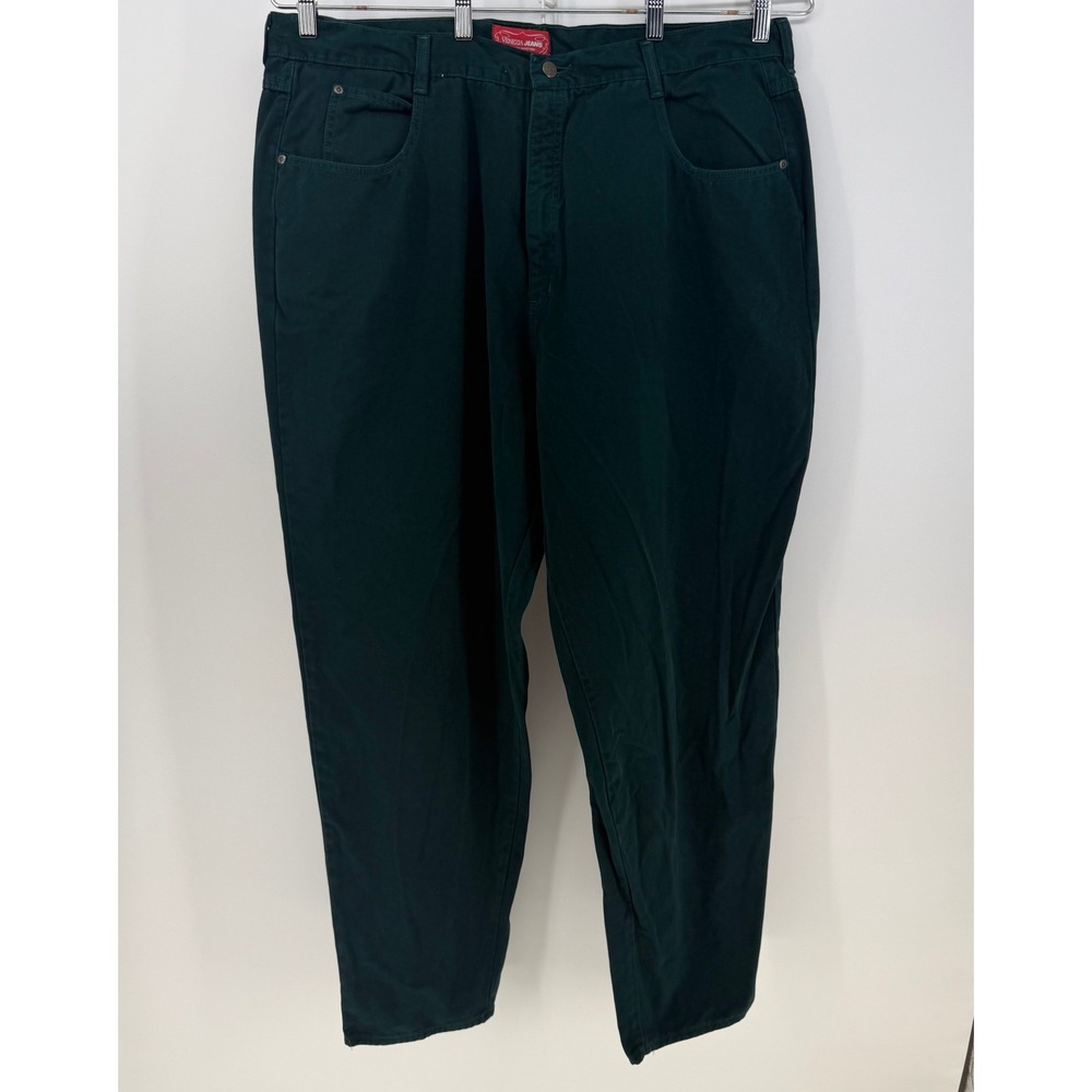 Venezia Jeans Pants Womens 22W Dark Green Faux Suede High Rise Straight Classic